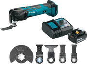 Makita XMT03Z 18V LXT Cordless Multi-Tool 4.0Ah Battery and Charger Starter Kit With 5-Piece Starlock Oscillating Blade Set