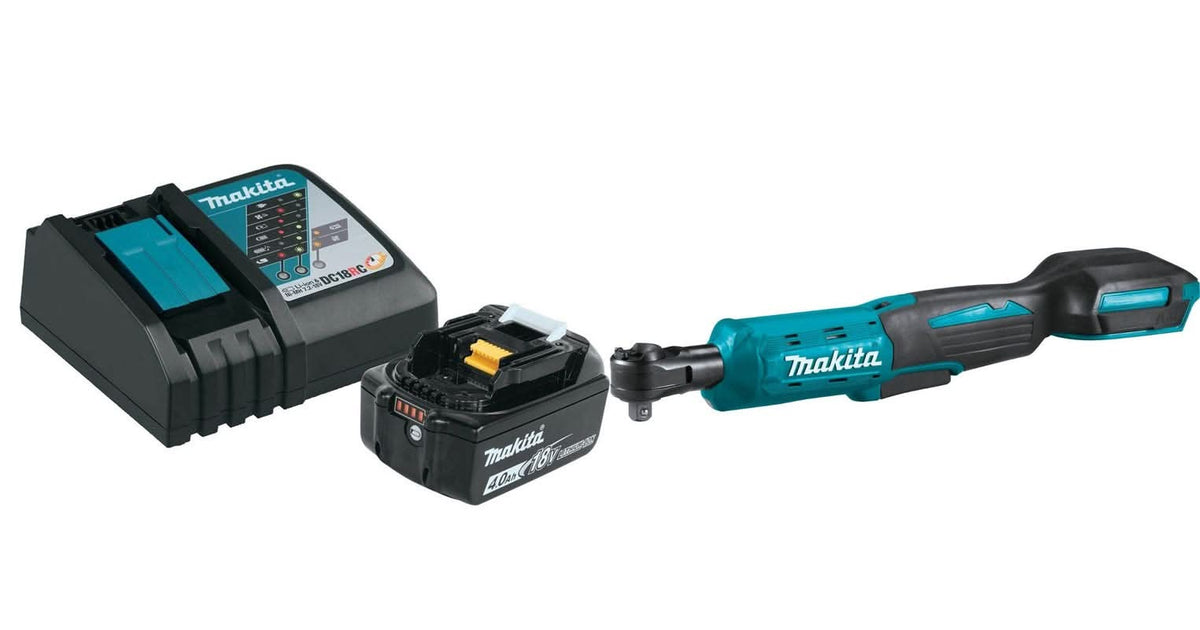 Makita 18V 4.0Ah Battery and Charger Starter Pack with 18V LXT Lithium-Ion Cordless 3/8-Inch / 1/4-Inch Sq. Drive Ratchet