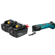 Makita 18V LXT 5.0Ah Batteries, 2-Pack with Makita 18V LXT Cordless Multi-Tool
