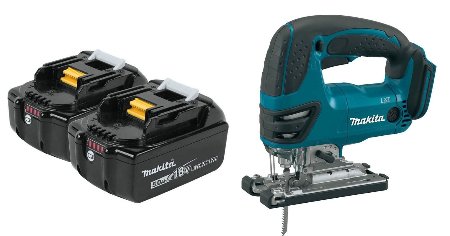 Makita 18V LXT 5.0Ah Batteries, 2-Pack with 18V LXT Cordless Jigsaw