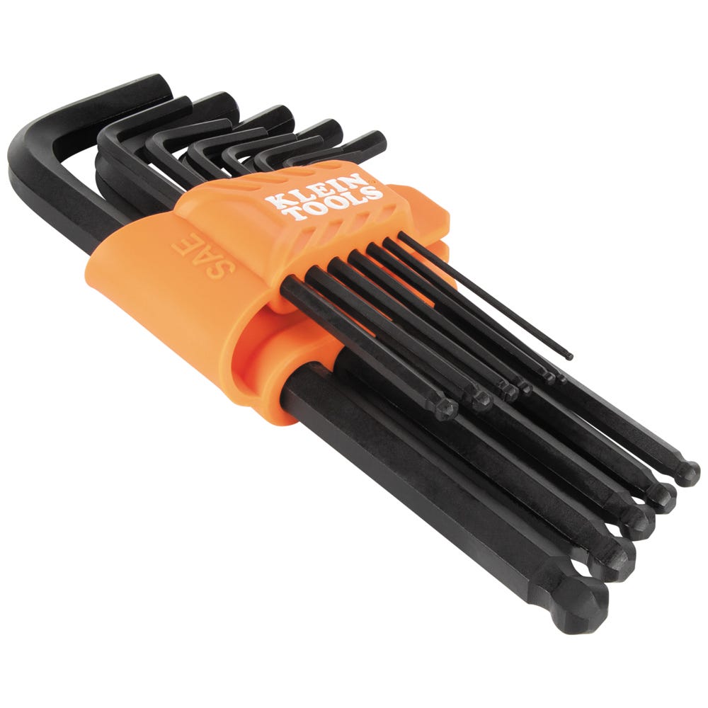 Klein Tools BLS12 12-Piece L-Style Ball-End Hex Key Wrench Set, SAE