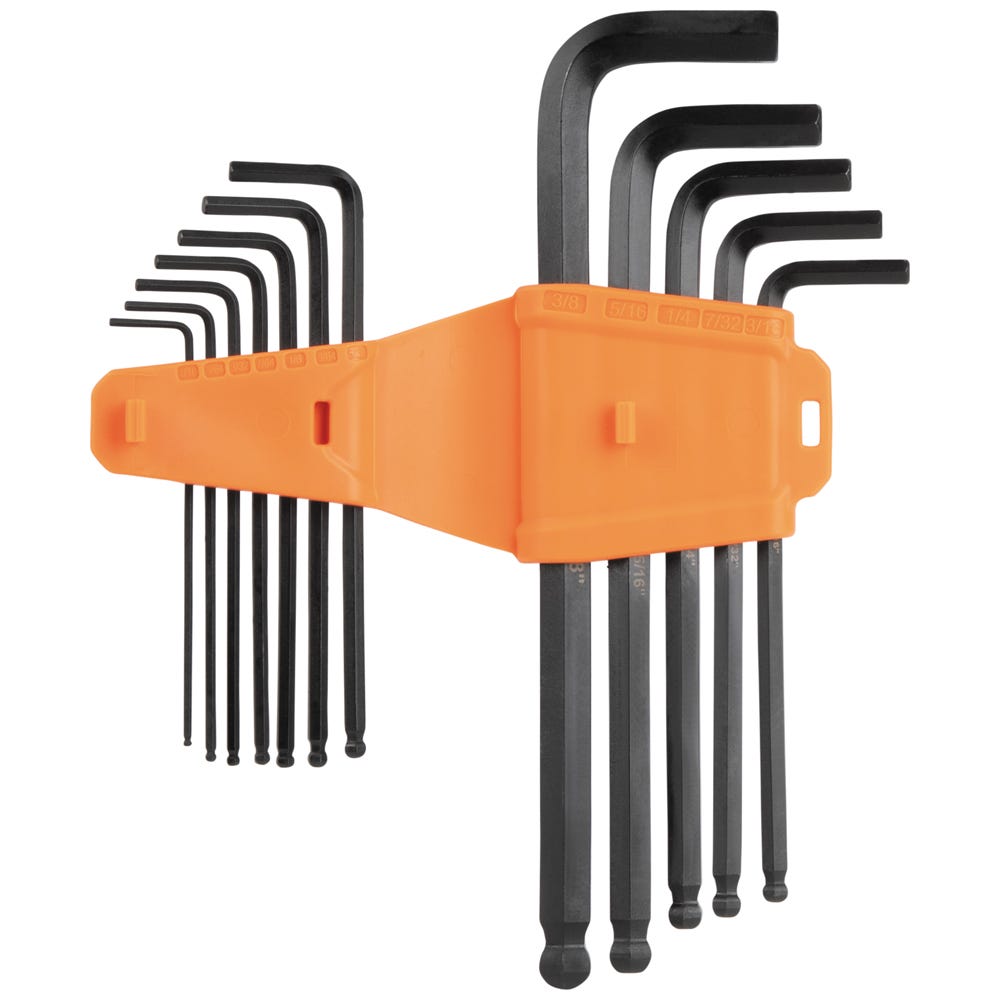 Klein Tools BLS12 12-Piece L-Style Ball-End Hex Key Wrench Set, SAE