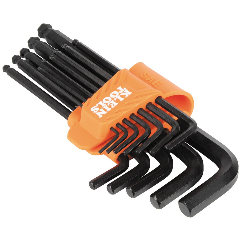 Klein Tools BLS12 12-Piece L-Style Ball-End Hex Key Wrench Set, SAE