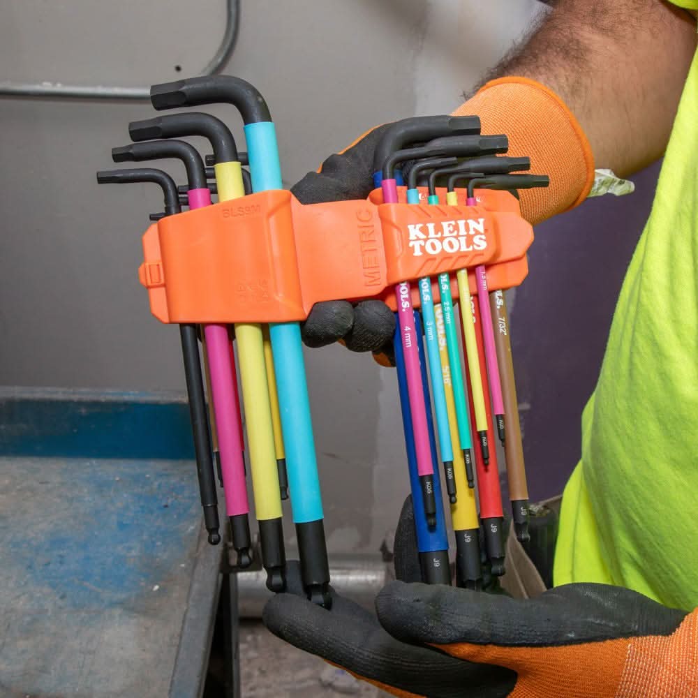 Klein Tools BLS18 18-Piece Color Coded Hex Key Set, SAE/Metric