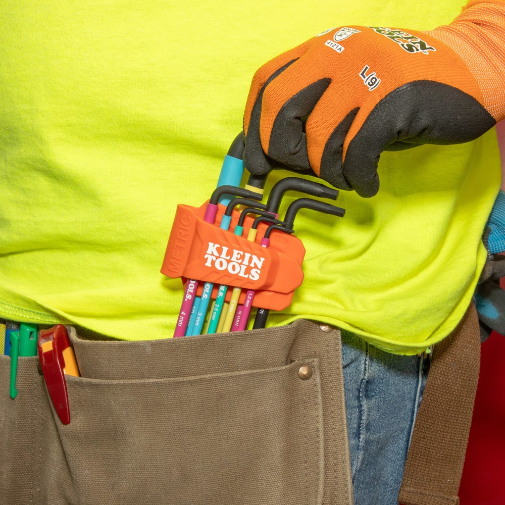 Klein Tools BLS9M 9-Piece Color Coded Extra Long L-Style Hex Key Set, Metric