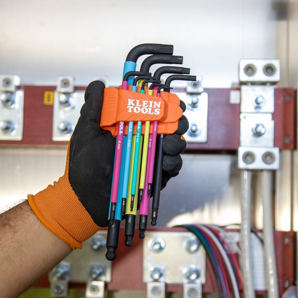 Klein Tools BLS9M 9-Piece Color Coded Extra Long L-Style Hex Key Set, Metric