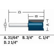 Bosch 84601MC 31/64" x 3/4" Carbide-Tipped Plywood Mortising Router Bit