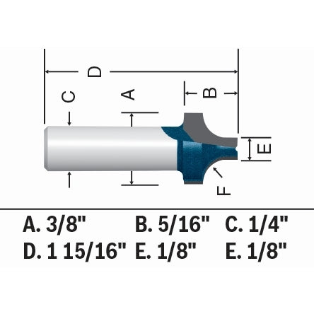 Bosch 85478MC 3/8" x 5/16" Carbide-Tipped Plunge Roundover Router Bit