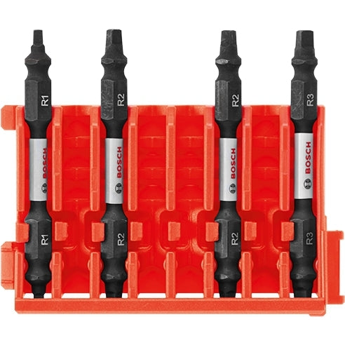 Bosch CCSDESQV2504 4-Piece Square 2.5" Double-Ended Bits with Clip for Custom Case System