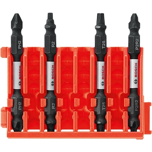 Bosch CCSDEV2504 4-Piece Phillips, Square and Torx 2.5" Double-Ended Bits with Clip for Custom Case System