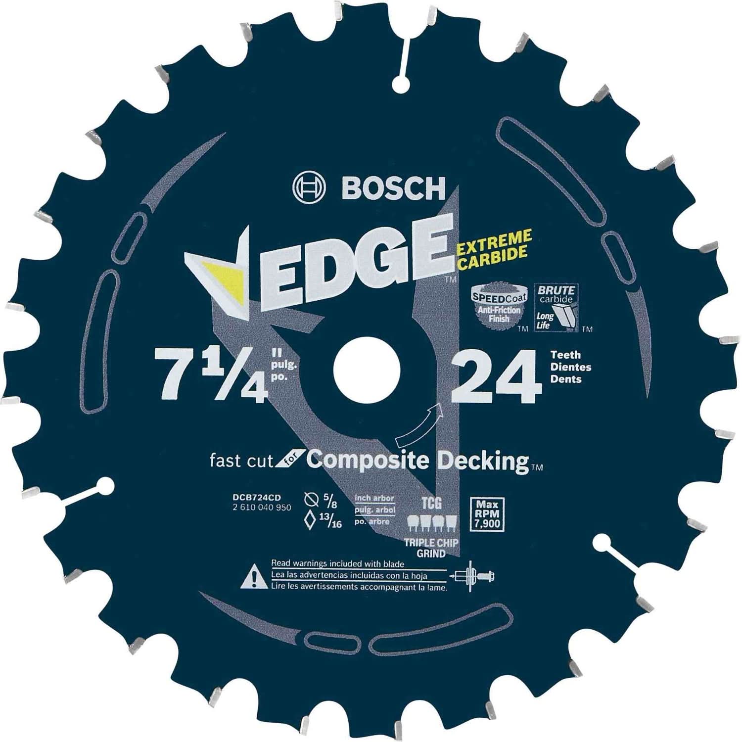 Bosch DCB724CD 7-1/4 In. 24 Tooth Edge Circular Saw Blade for Composite Decking