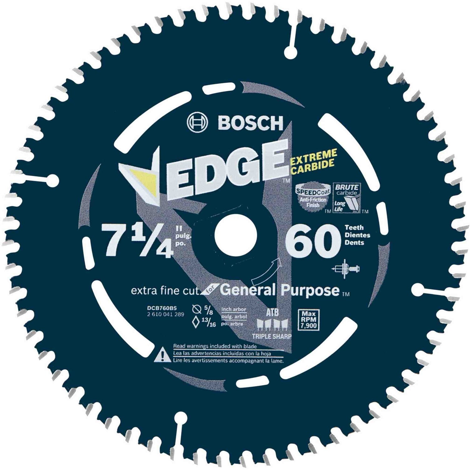 Bosch DCB760 7-1/4 In. 60 Tooth Edge Circular Saw Blade for Extra-Fine Finish