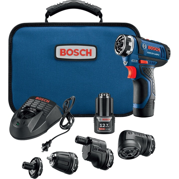 Bosch GSR12V-140FCB22 12V Max Flexiclick 5-In-1 Drill/Driver System 2.0Ah Kit