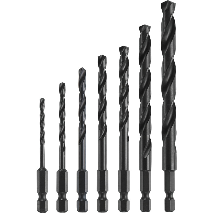 Bosch IMD5007 7-Piece Hex Shank Impact Tough Drill Bit Set, Black Oxide