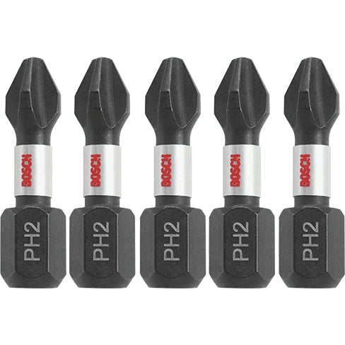 Bosch ITPH2105 5-Piece Impact Tough 1 In. Phillips #2 Insert Bits