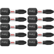 Bosch ITPH2R1B 10-Piece Impact Tough 1 In. Phillips #2R Reduced Insert Bits