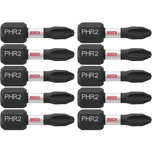Bosch ITPH2R1B 10-Piece Impact Tough 1 In. Phillips #2R Reduced Insert Bits