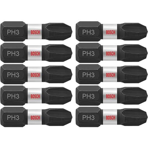 Bosch ITPH31B 10-Piece Impact Tough 1 In. Phillips #3 Insert Bits