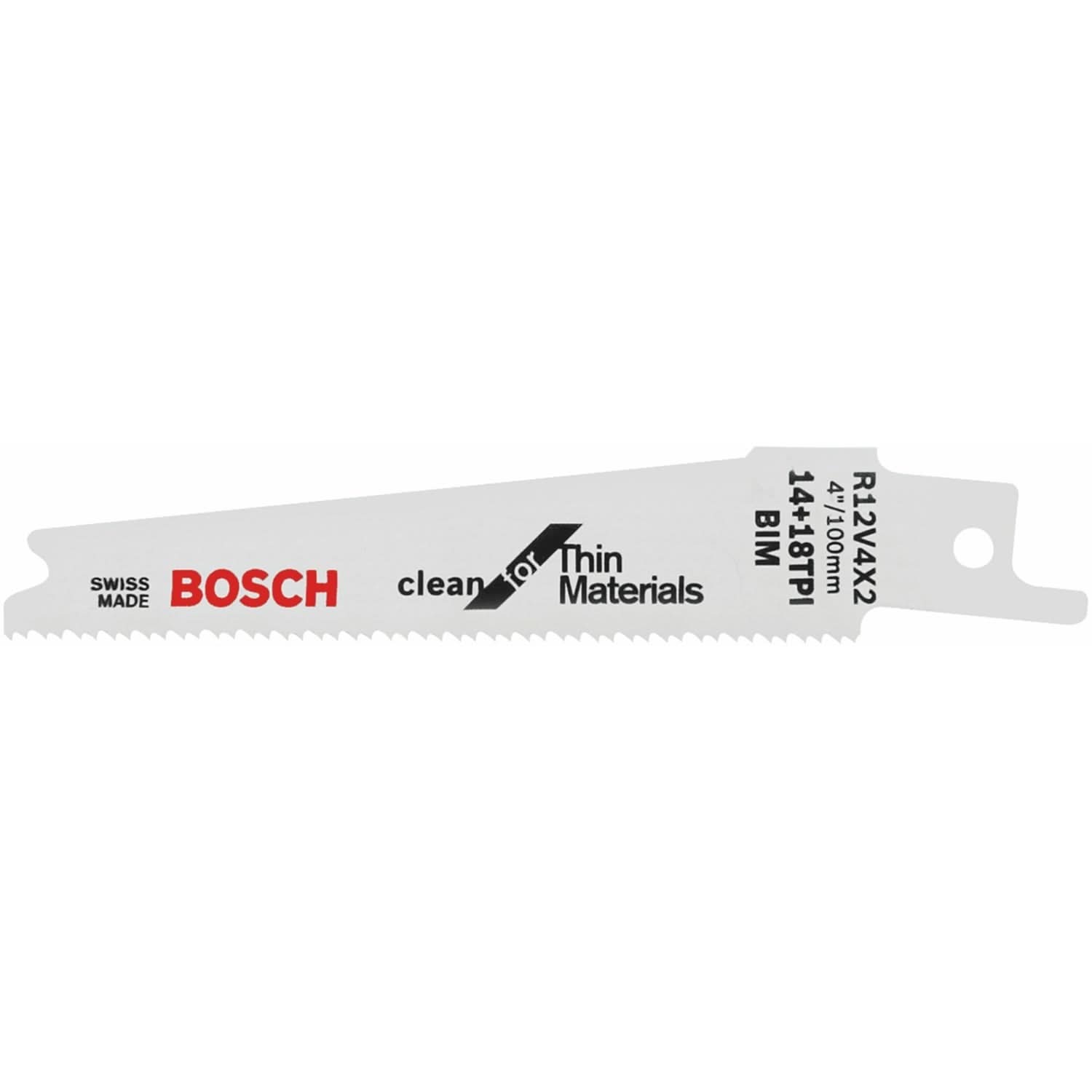 Bosch R12V4X2 5-Piece 4" 14+18 2 x 2 TPI Clean for Thin Materials Reciprocating Saw Blade