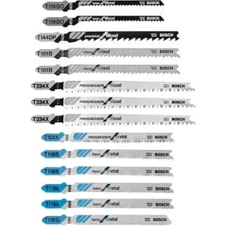 Bosch T14CPSC 14-Piece T-Shank Wood and Metal Cutting Jig Saw Blade Set