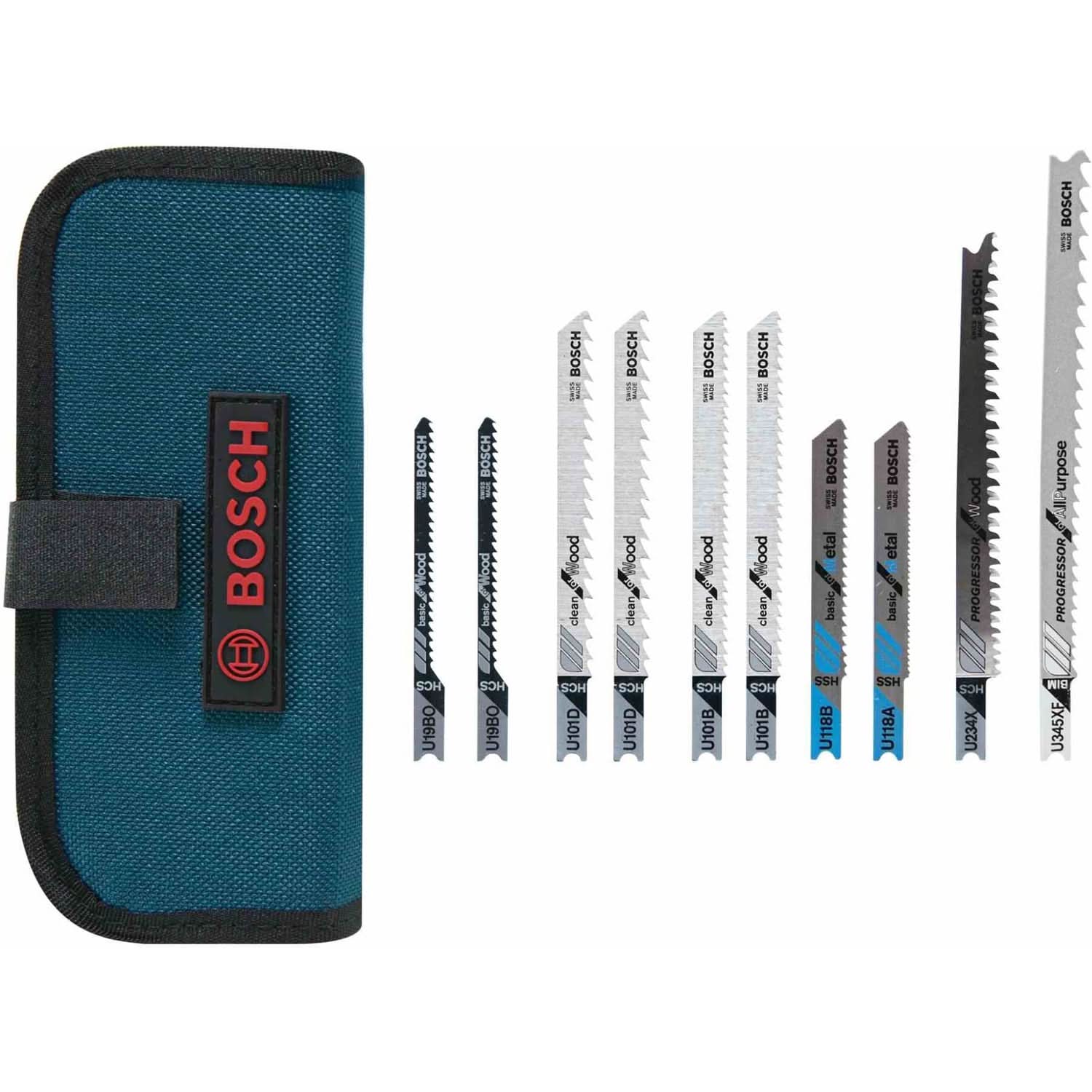 Bosch U10CSC 10-Piece U-shank Multipurpose Jig Saw Blade Set