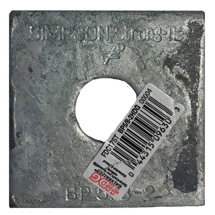 Simpson Strong-Tie BP 5/8-2HDG BP 2-in. x 2-in. Hot-Dip Galvanized Bearing Plate with 5/8-in. Bolt Dia.
