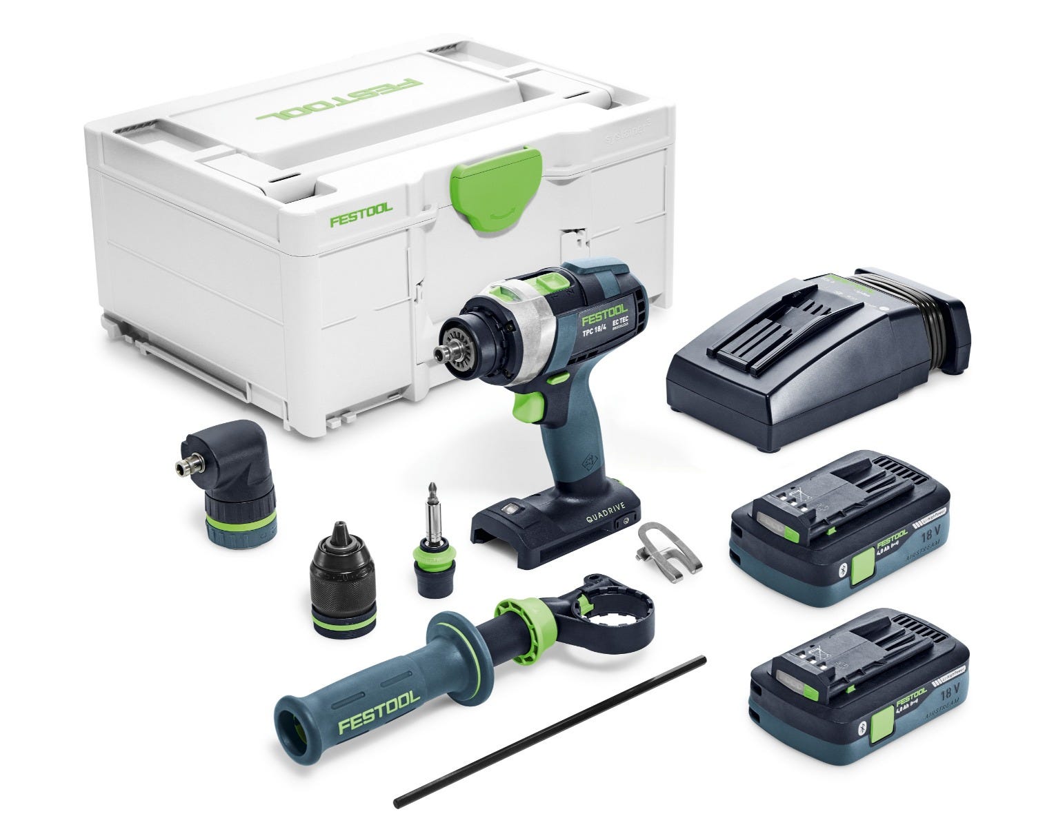 Festool 577626 QUADRIVE TPC 18/4 Cordless Hammer Drill 18V 4.0Ah Set w/ Systainer3