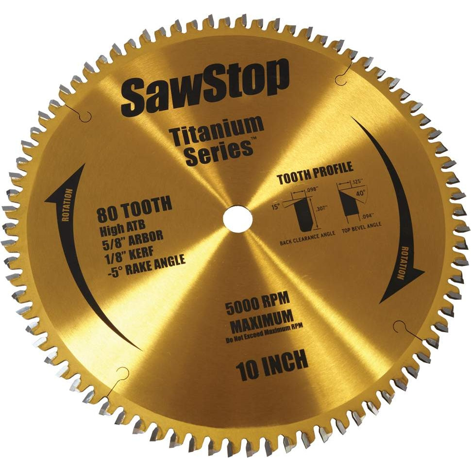 Sawstop BTS-P-80HATB Titanium Series 10 in. Premium Woodworking 80-Tooth Blade
