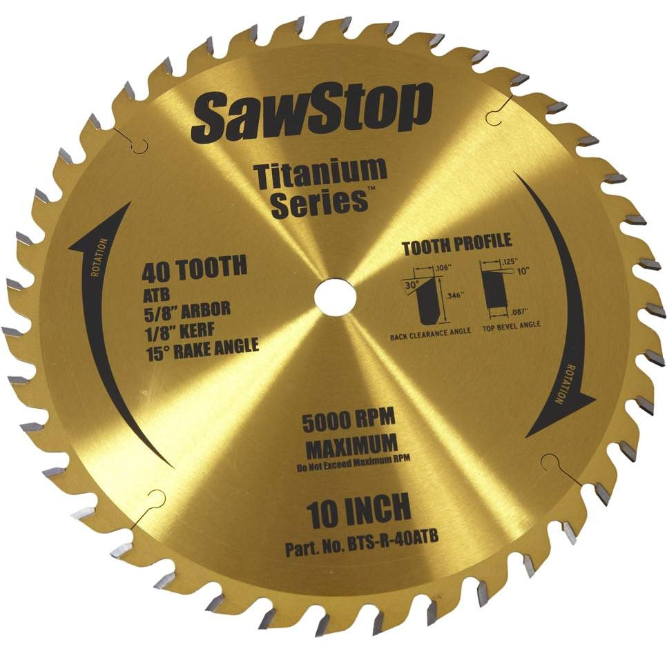 Sawstop BTS-R-40ATB Titanium Series 10 in. Premium Woodworking 40-Tooth Blade