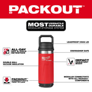 Milwaukee PACKOUT 18oz Red Insulated Bottle with Chug Lid