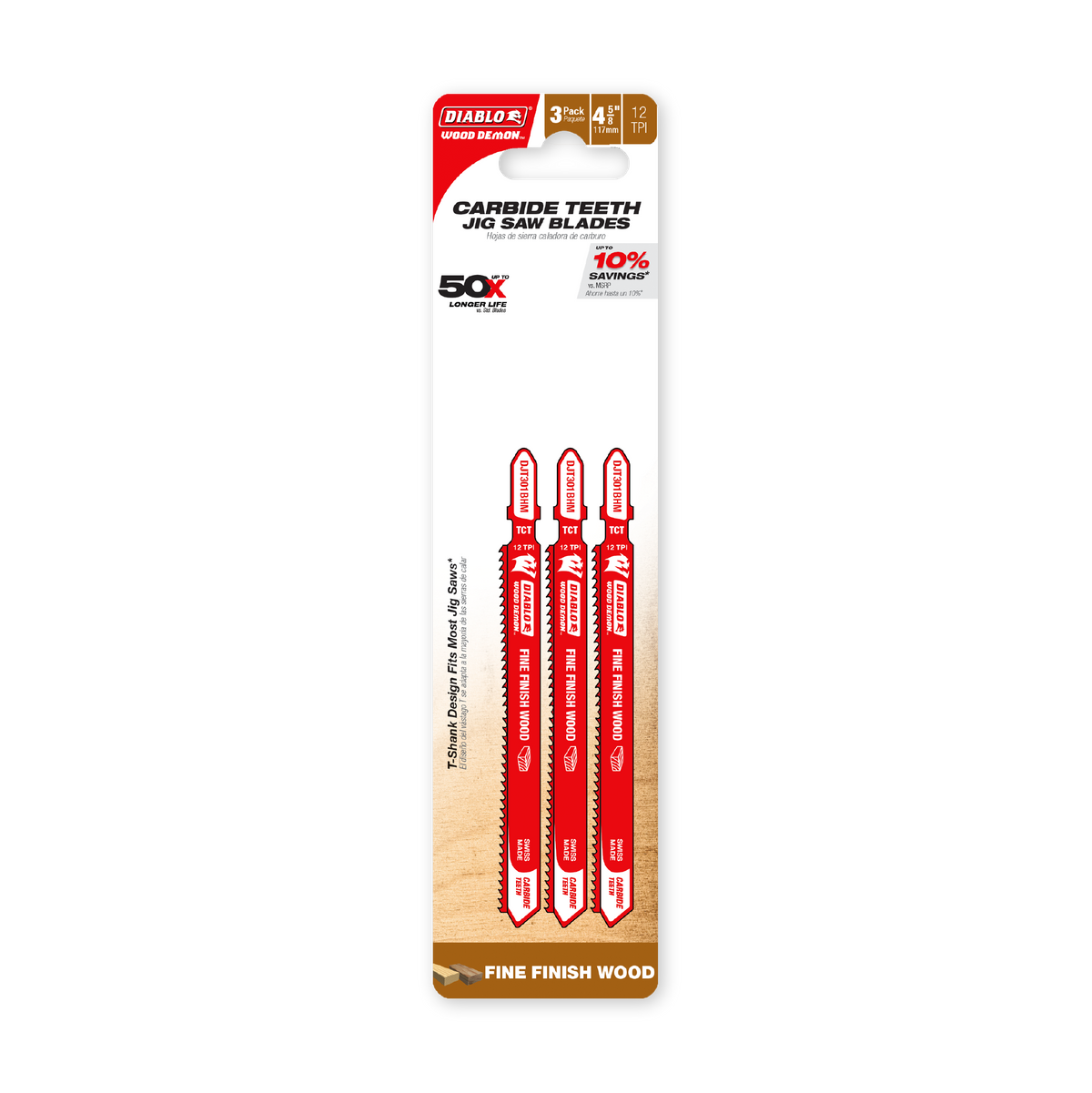 Diablo 4-5/8 in. 12 TPI Wood Demon Carbide Teeth Jig Saw Blade for Fine Finish Wood (DJT301BHM3) in retail packaging