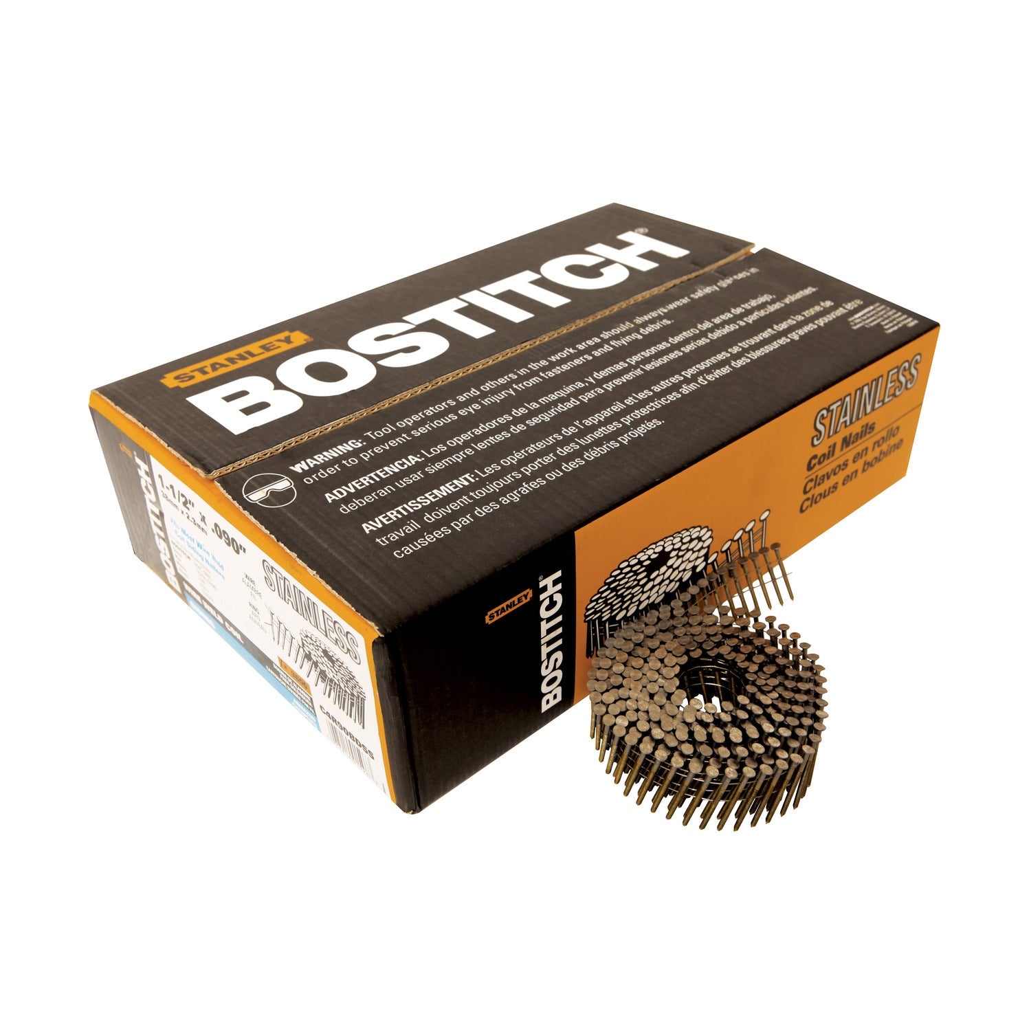 Stanley Bostitch C4R90BDSS 3,600-Qty. 1-1/2" x .090 Ring Shank 15 degree Coil Siding Nails
