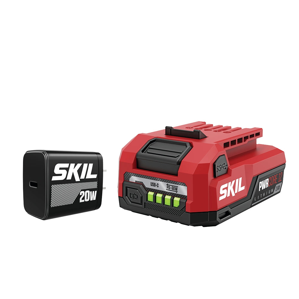 SKIL PWR CORE 12™ 2.0Ah 12V USB-C Battery and Charger Starter Kit