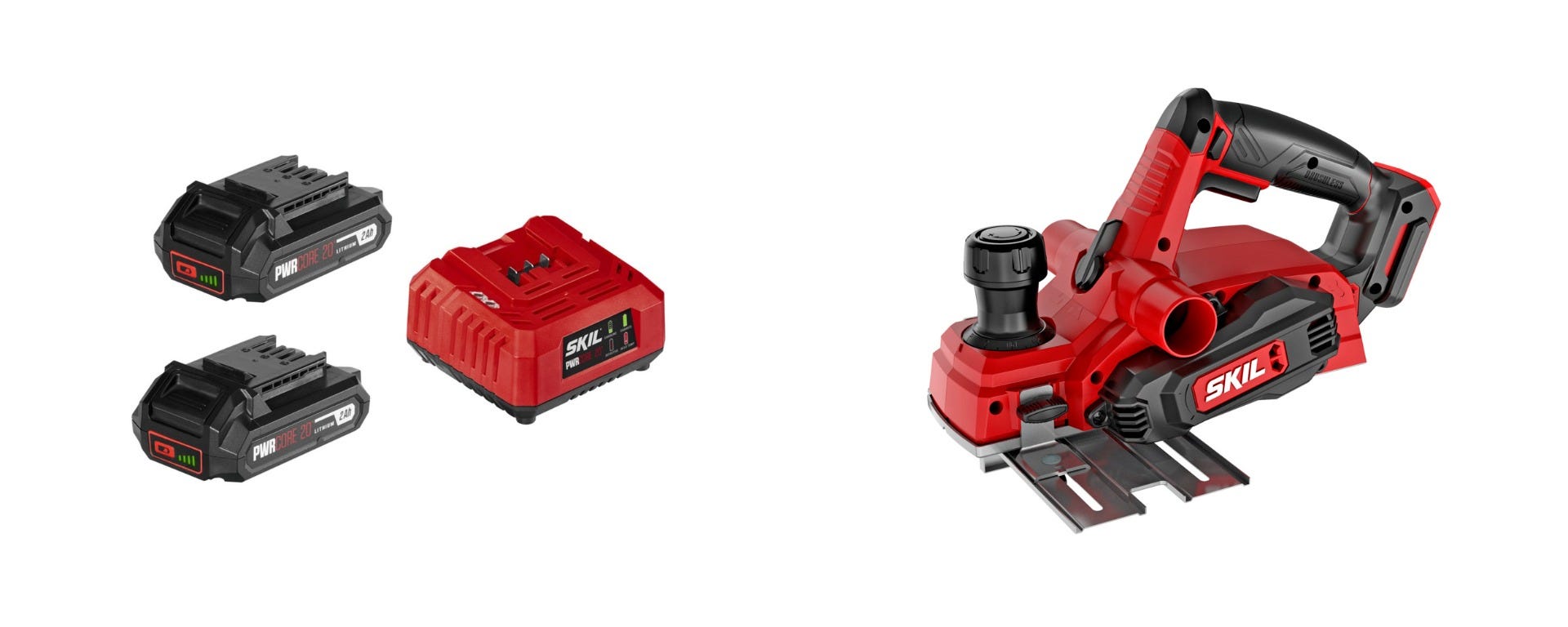 SKIL PWR CORE 20 Brushless 20V 3-1/4 In. Planer with 2X2.0Ah Battery and Charger Starter Kit