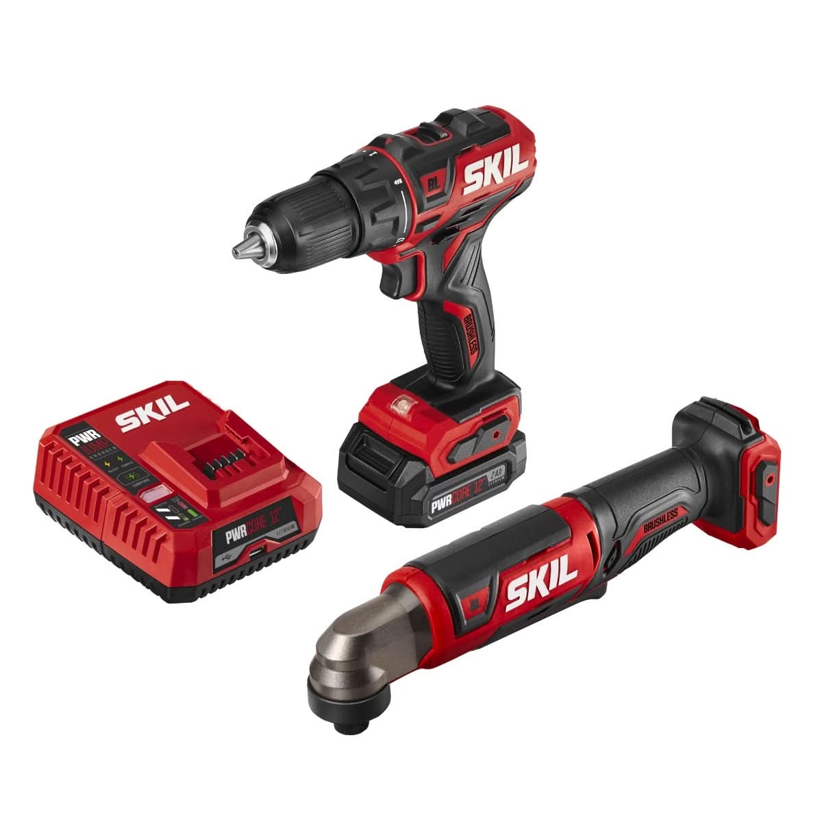 SKIL CB743001 PWR CORE 12 Brushless 12V Drill Driver & Right Angle Impact Driver Kit