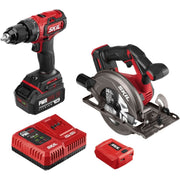 SKIL CB7475-1A PWRCore 20 Brushless 20V Drill Driver and Circular Saw Kit with 4.0Ah Battery