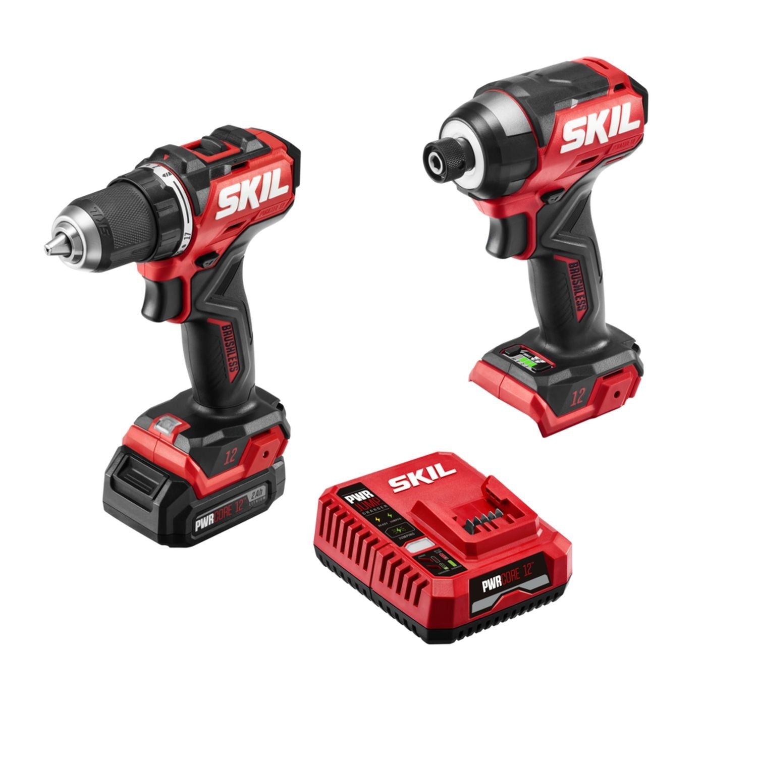 SKIL CB8429A-10 PWR CORE 12 Brushless 12V Compact Drill Driver & Impact Driver Kit