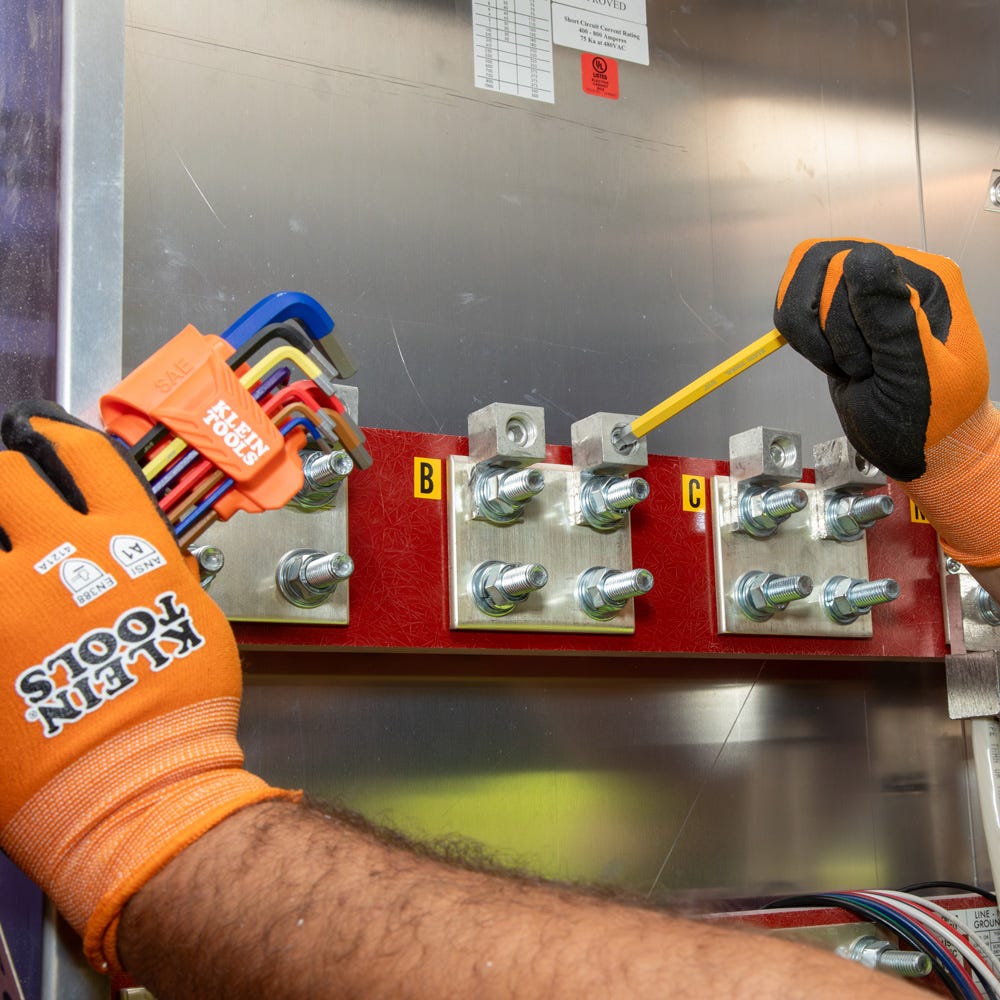 Klein Tools CBLS10 10-Piece Powder Coated Long Ball-End Hex Key Set, SAE