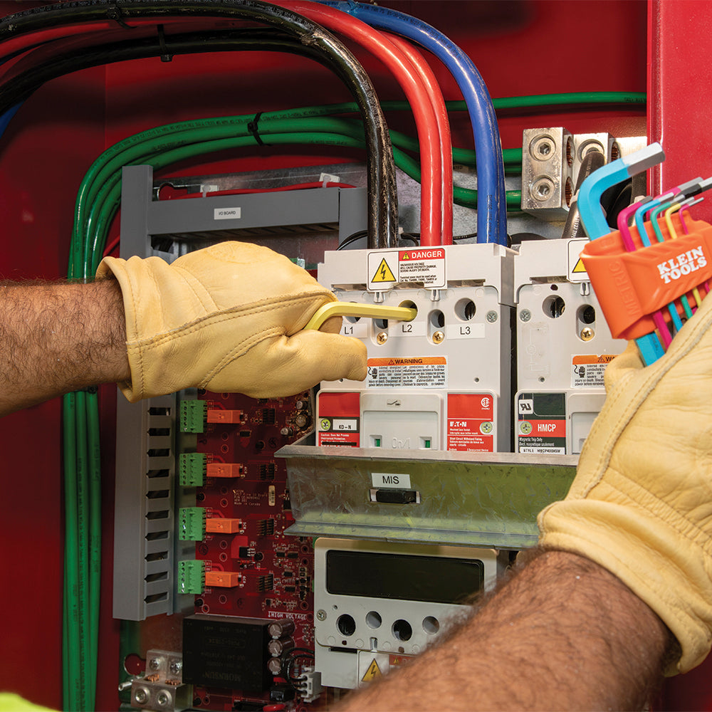Klein metric hex key set in use on equipment