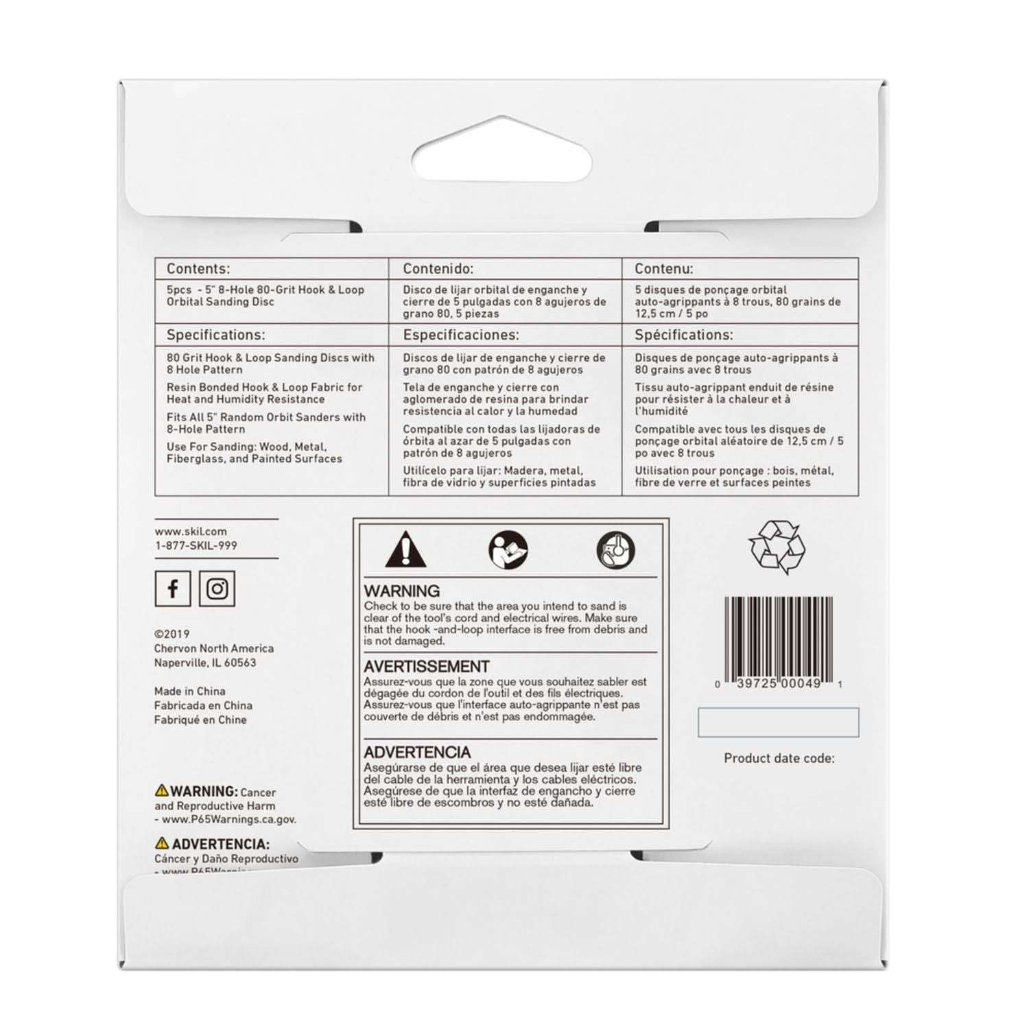 SKIL CDA9001 SKIL CDA9001 5 In. 8-Hole 80-Grit Orbital Sanding Disc