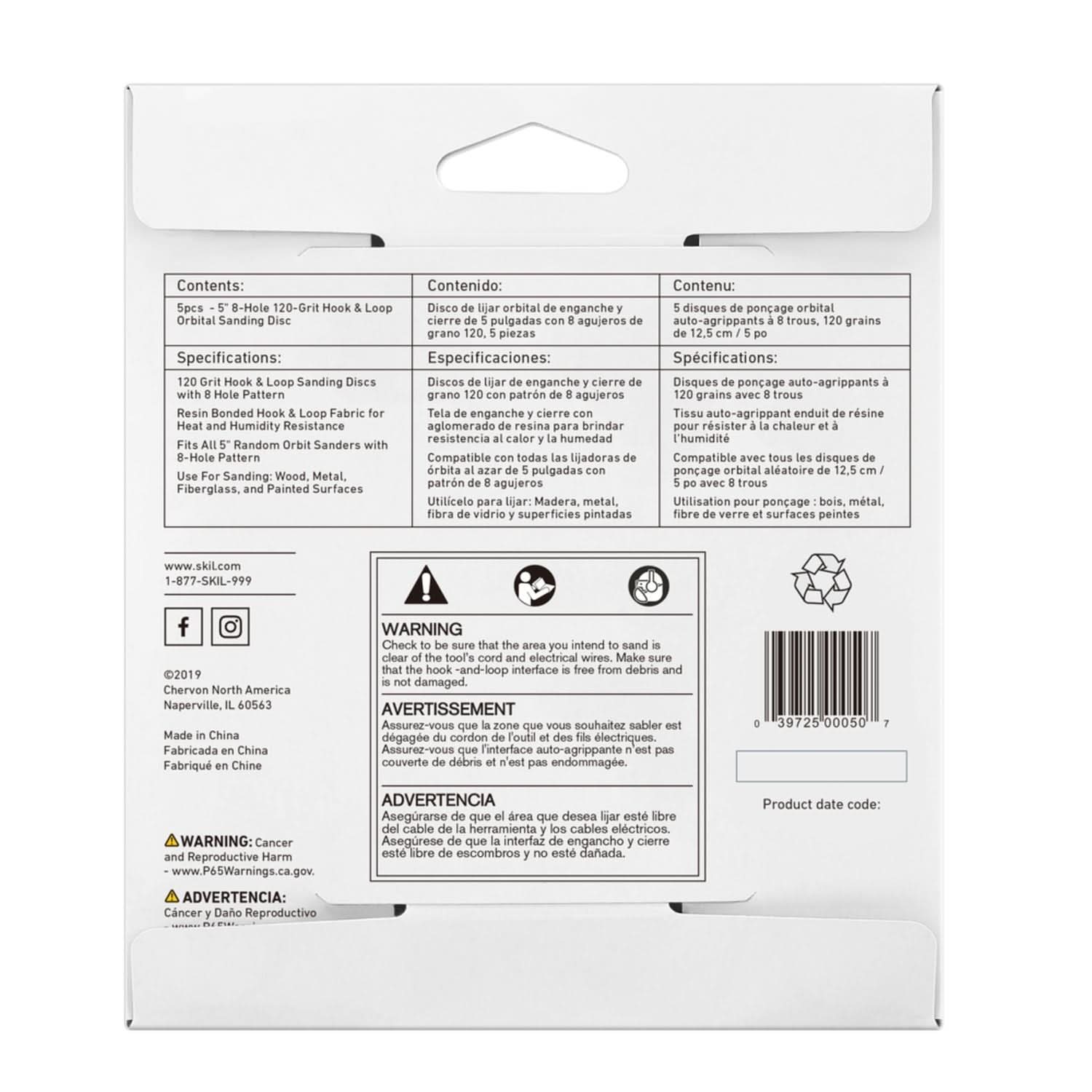 SKIL CDA9002 SKIL CDA9002 5 In. 8-Hole 120-Grit Orbital Sanding Disc