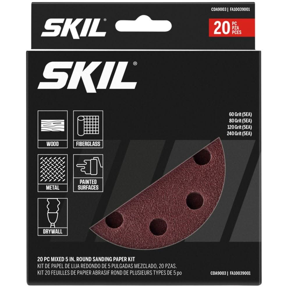 SKIL CDA9003 20-Piece Mixed 5 in. Round Sanding Paper Kit