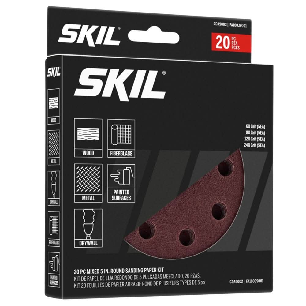 SKIL CDA9003 20-Piece Mixed 5 in. Round Sanding Paper Kit