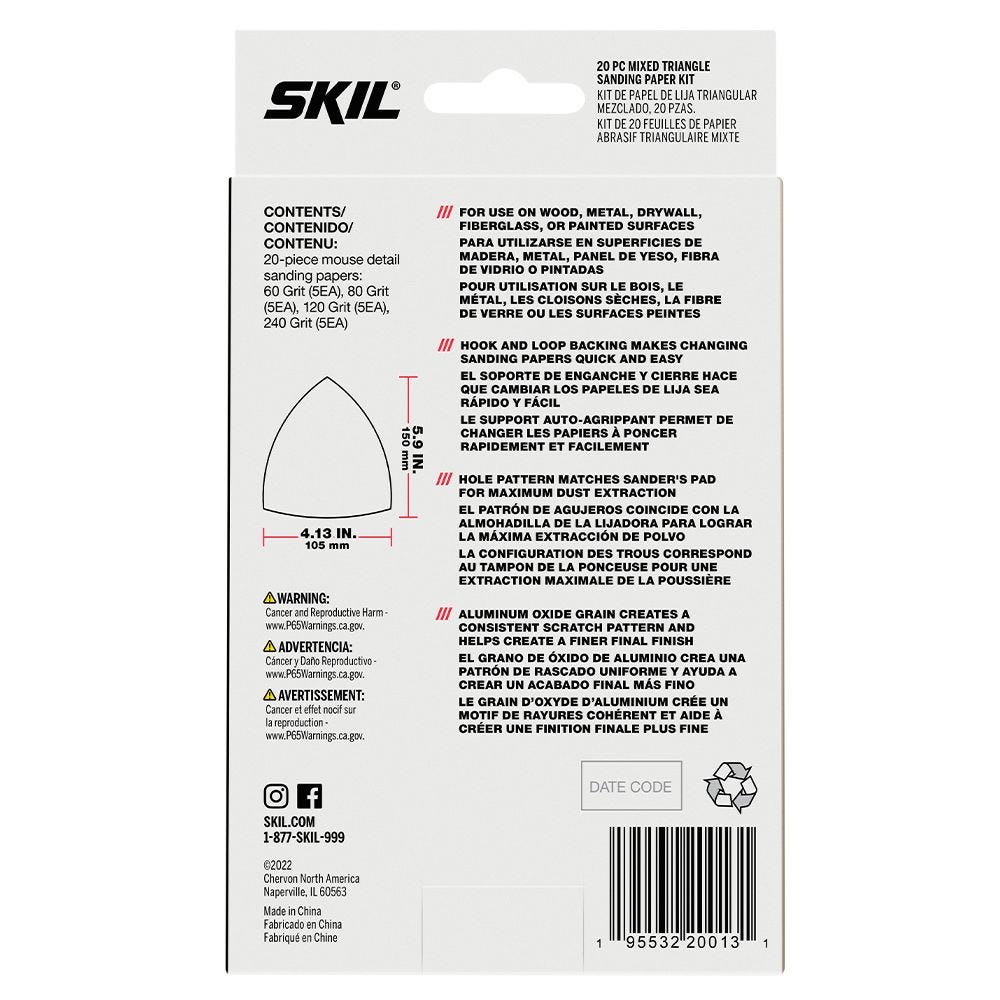 SKIL CDA9004 20-Piece mixed Triangle Sanding Paper Kit – Tool Nut