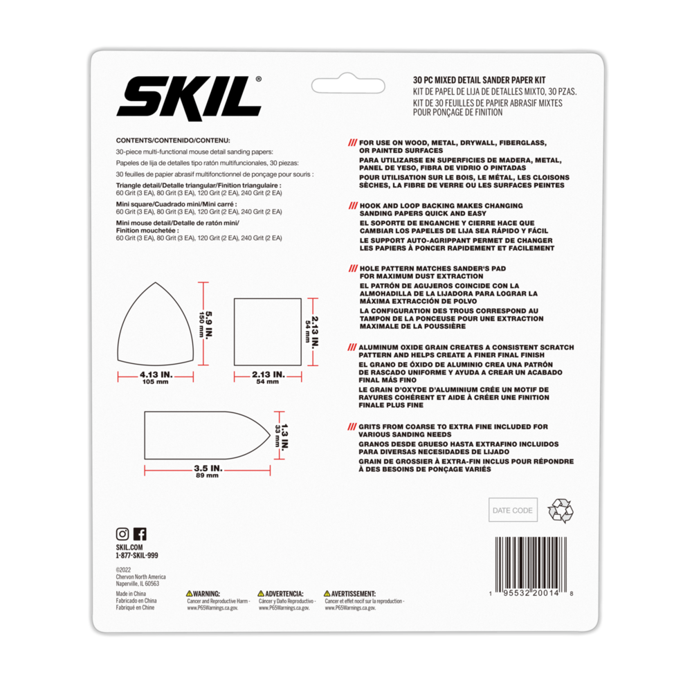 SKIL CDA9005 20-Piece Mixed Detail Sanding Paper Kit