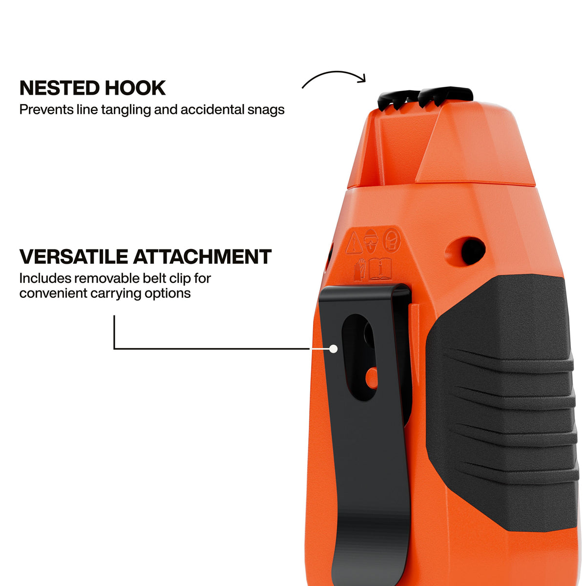 Klein Tools CHLK30S nested ring design and removable belt clip