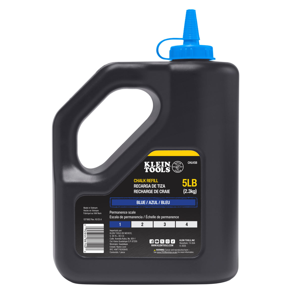 Klein Tools CHLK5B blue chalk refill bottle, 5 lb (2.3 kg)