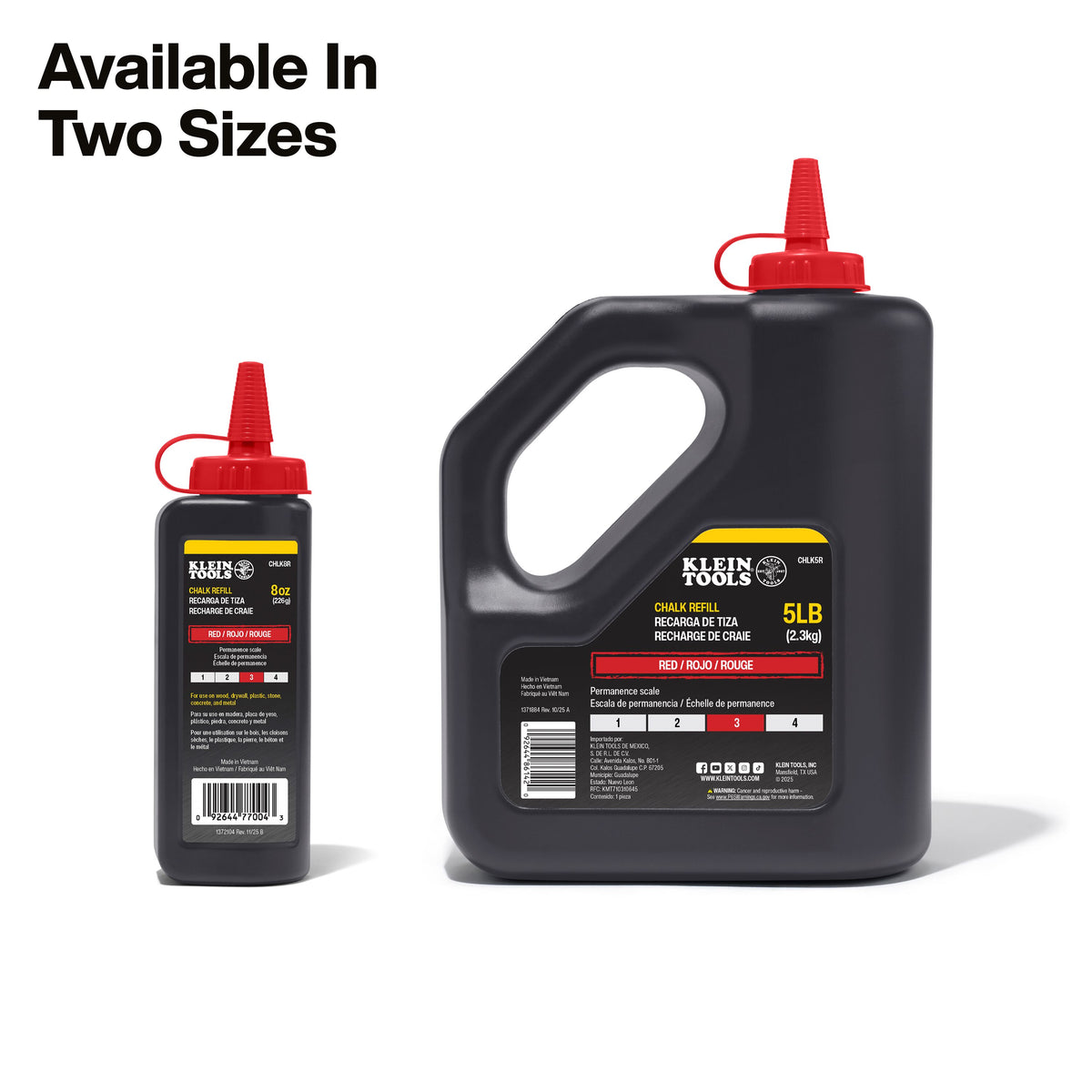 Klein Tools red chalk refill line contrast on drywall, concrete, stone, wood and plastic