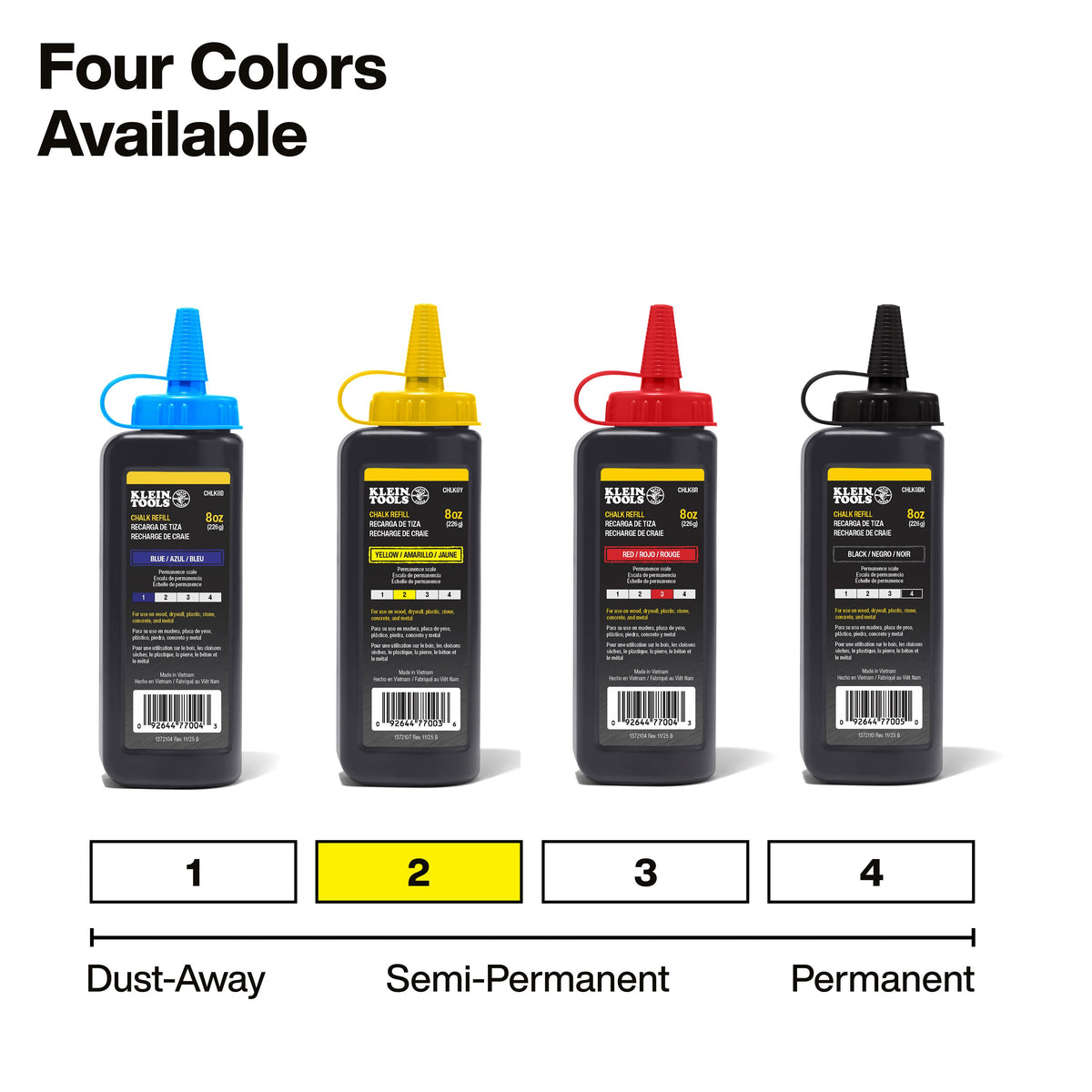 Klein Tools CHLK8Y yellow chalk refill pop-off top attached to the cap