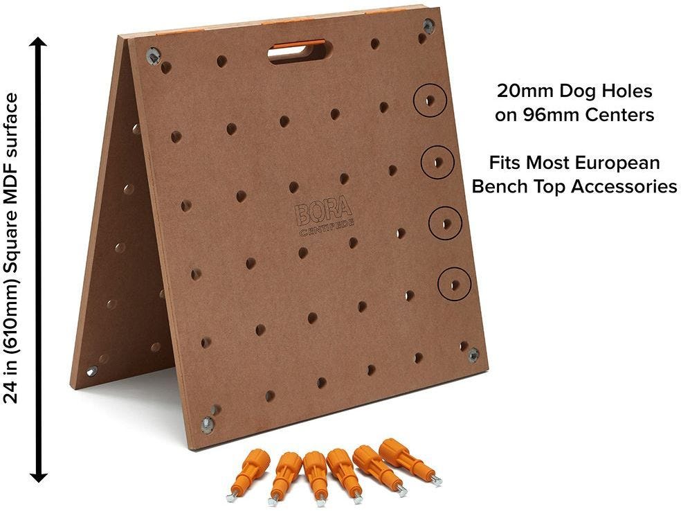 Bora CK22TM 2-ft x 4-ft Centipede Table Top 20mm Dog Holes 96mm On Center